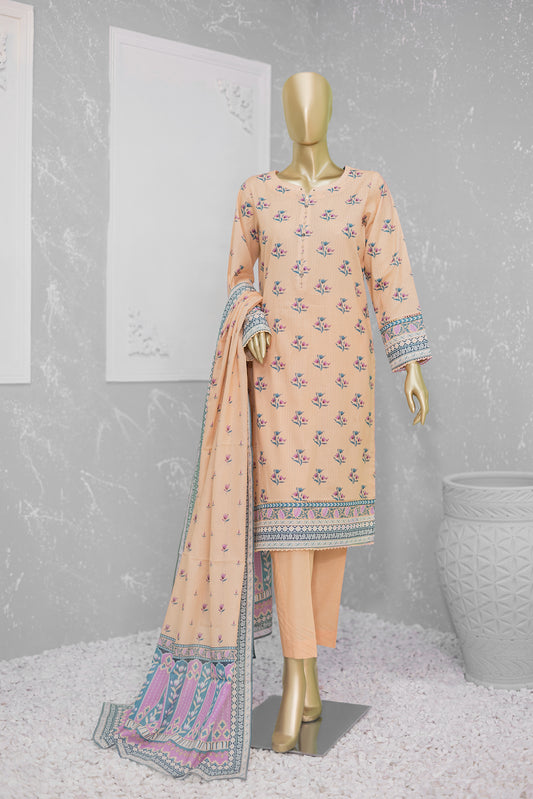 3 Piece Unstitched - Printed Cotton with Printed Lawn Dupatta