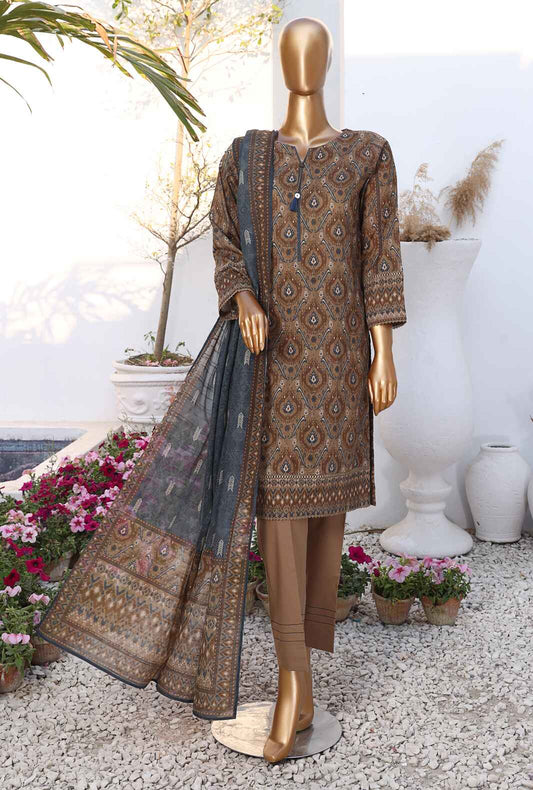 3 Piece Stitched - Printed Lawn Stitched Suit - PSL-407