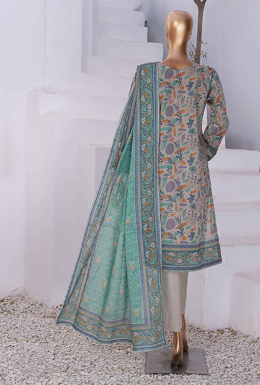 3 Piece Stitched - Printed Lawn Stitched Suit - PSL-412