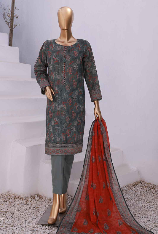 3 Piece Stitched - Printed Lawn Stitched Suit - PSL-410